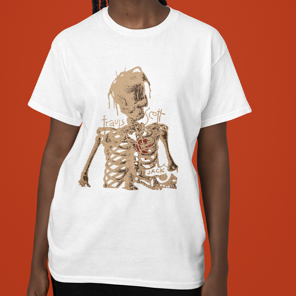 Camiseta Básica Travis Scott Esqueleto Jack