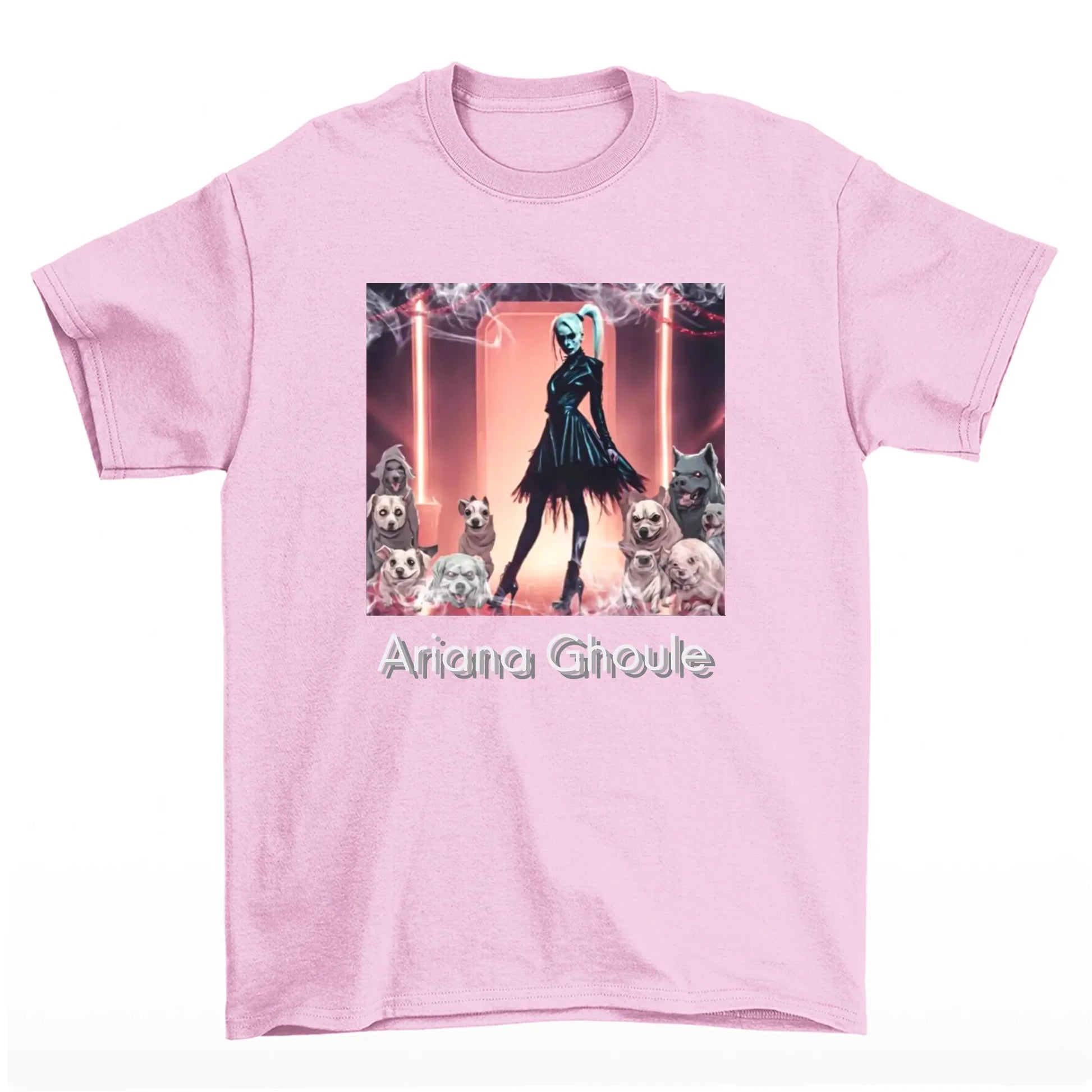 Camiseta Básica Ariana Grande Halloween Ghoule - Rosa Bebê