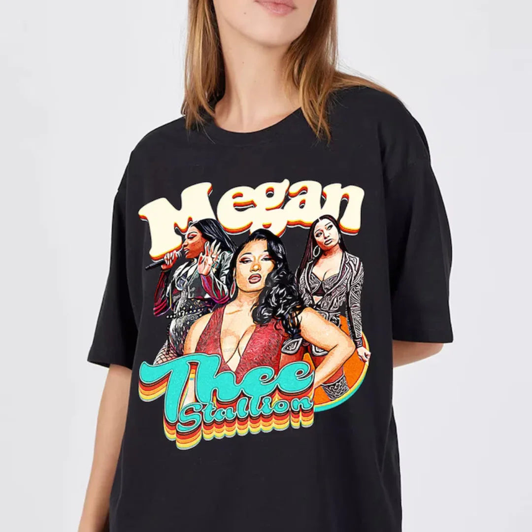 Camiseta Básica Megan Thee Stallion 2000's-PRETO