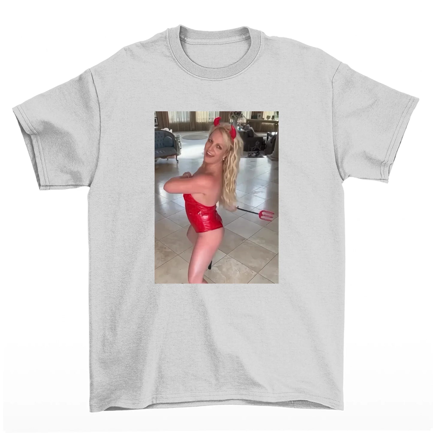 Camiseta Básica Britney Spears Devil Halloween - Cinza