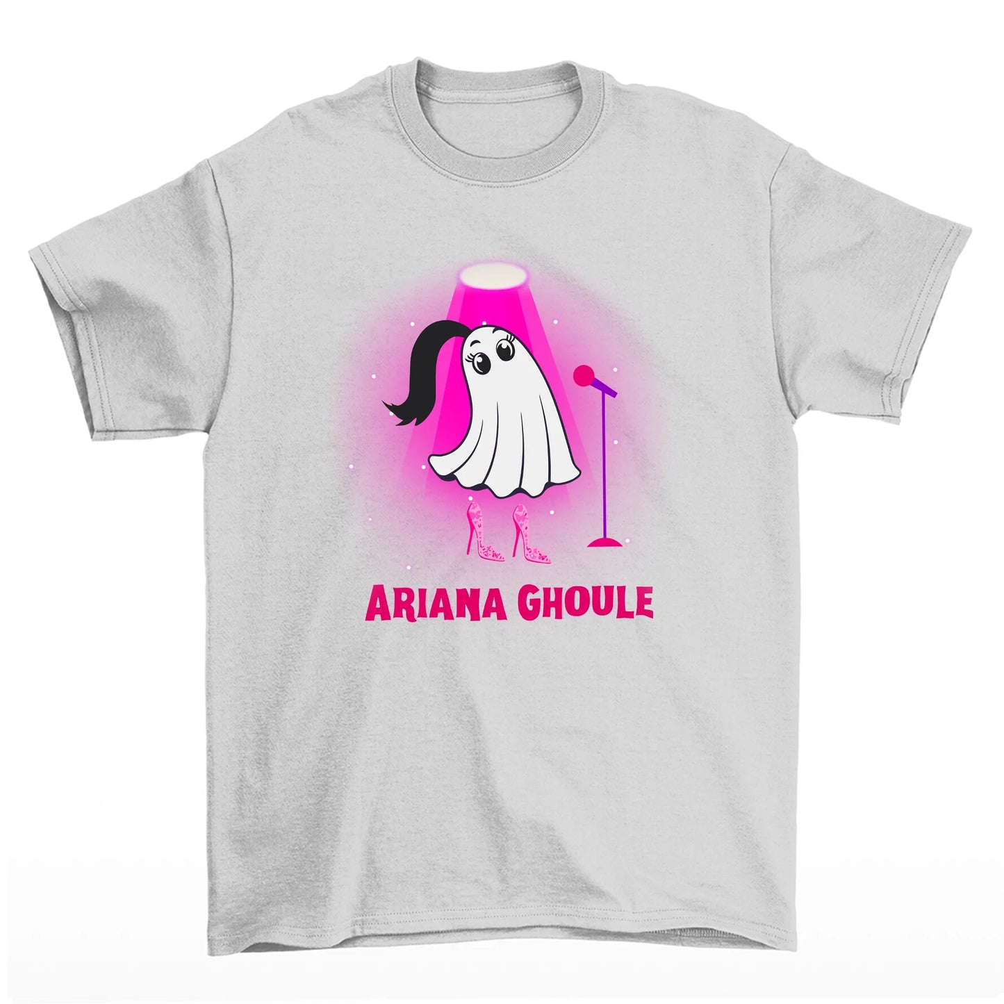 Camiseta Básica Halloween Ariana Grande Ghoule - Cinza