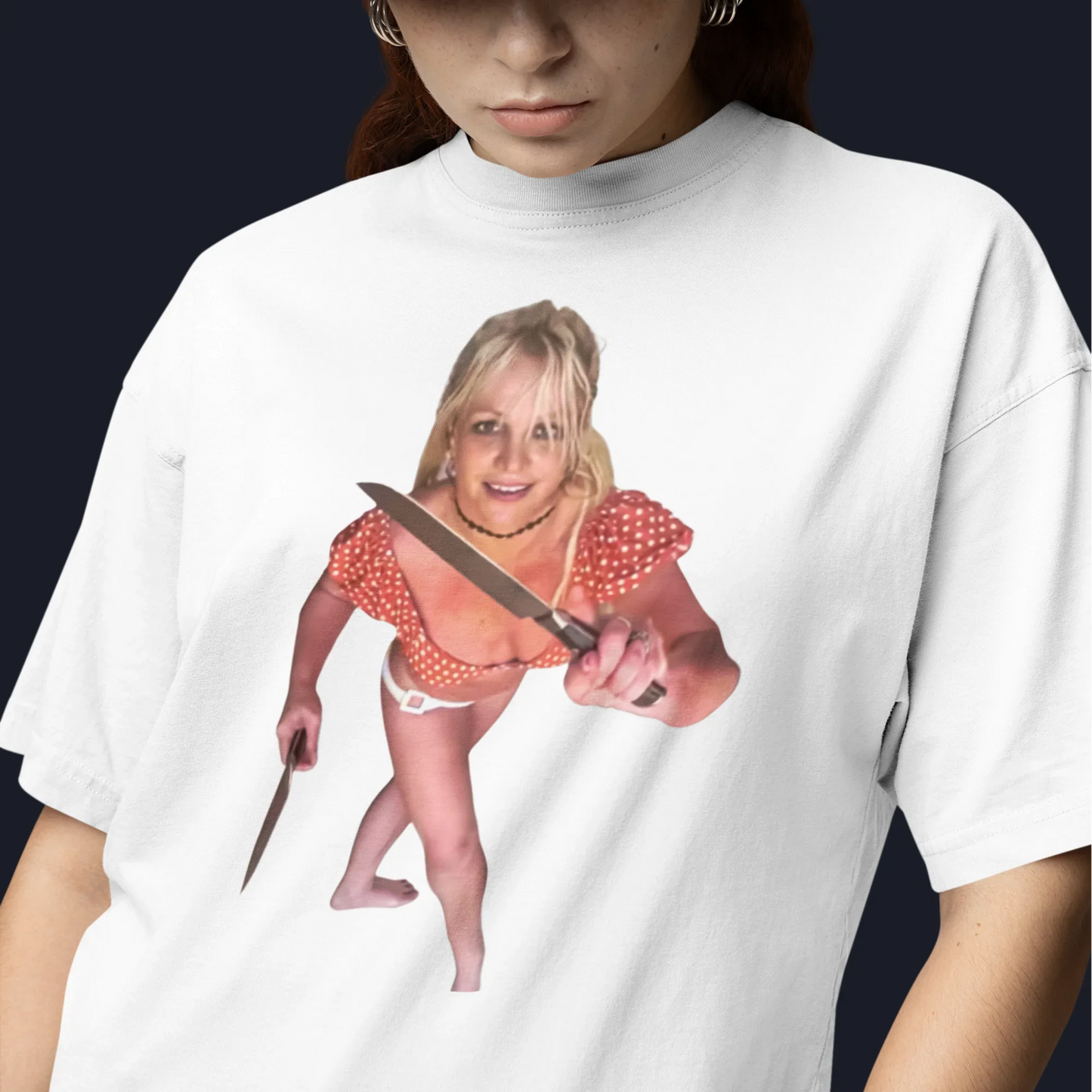 Camiseta Básica Britney Spears Halloween OMG - Branco