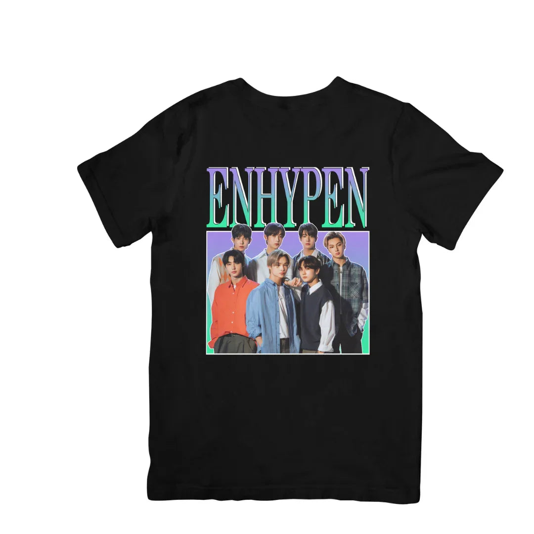 Camiseta Básica Enhypen 90'S Vintage - Preto