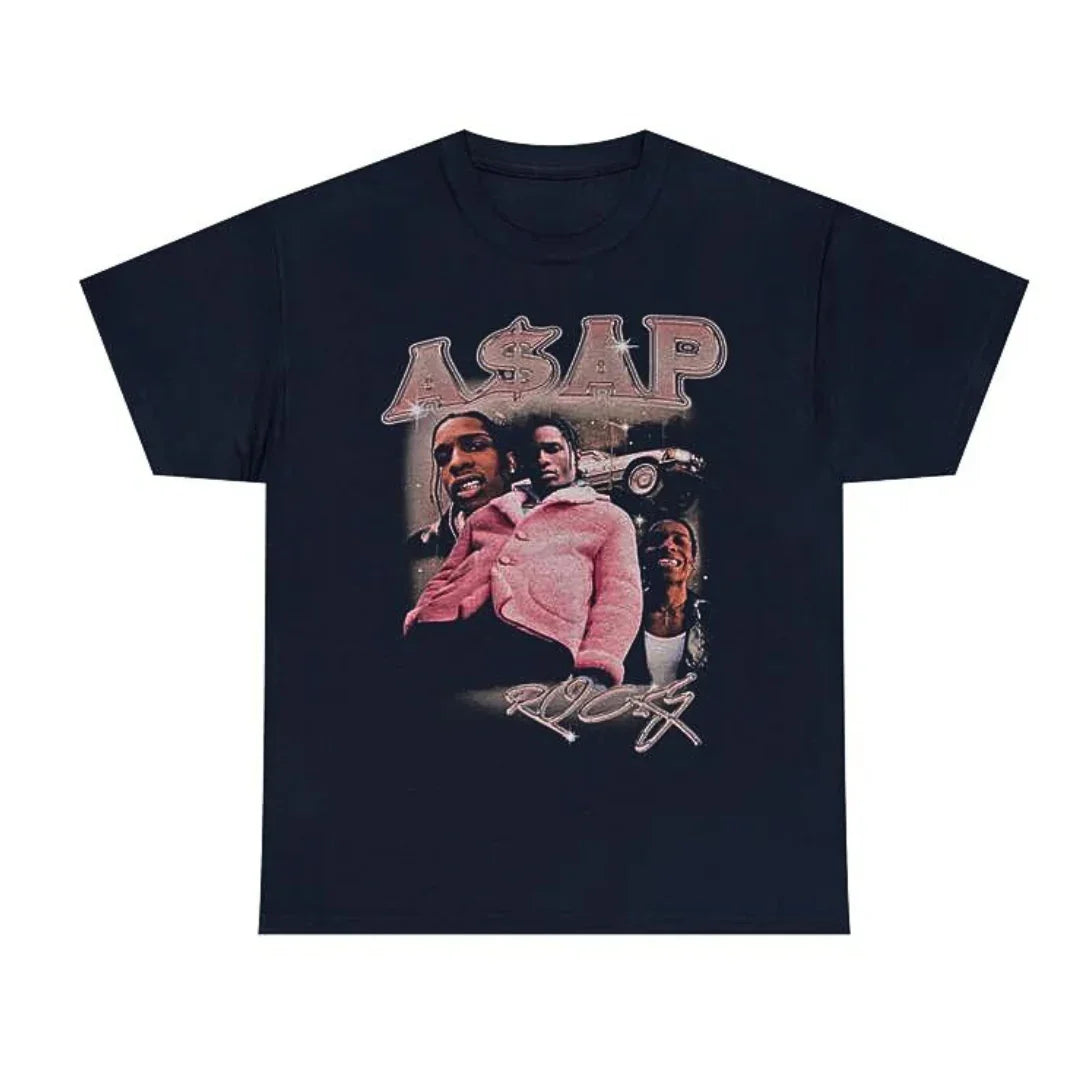 Camiseta Básica Asap Rocky 90s Graphic - PRETO ( FRENTE )
