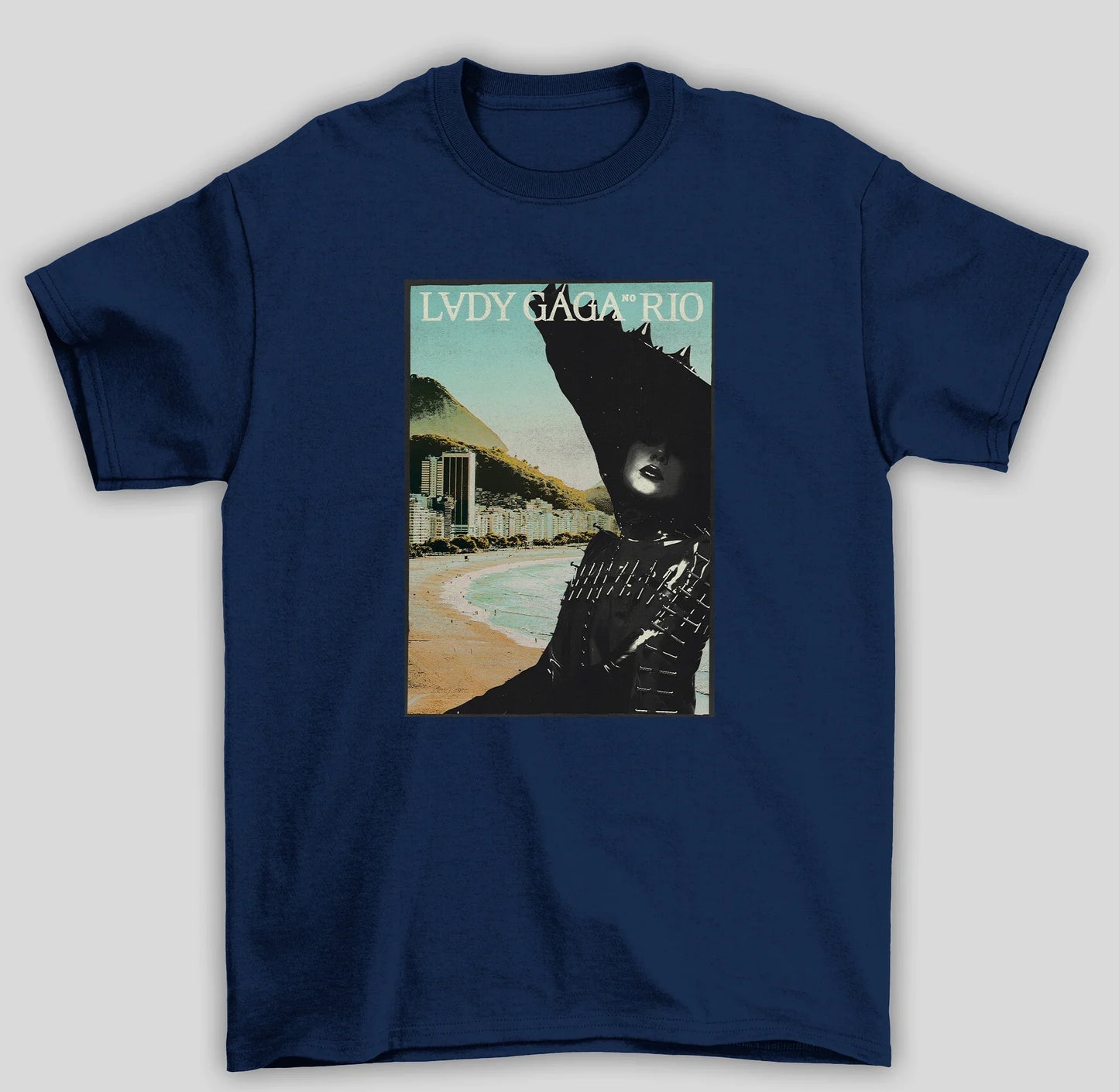 Camiseta Básica Lady Gaga No Rio Poster- azul-marinho