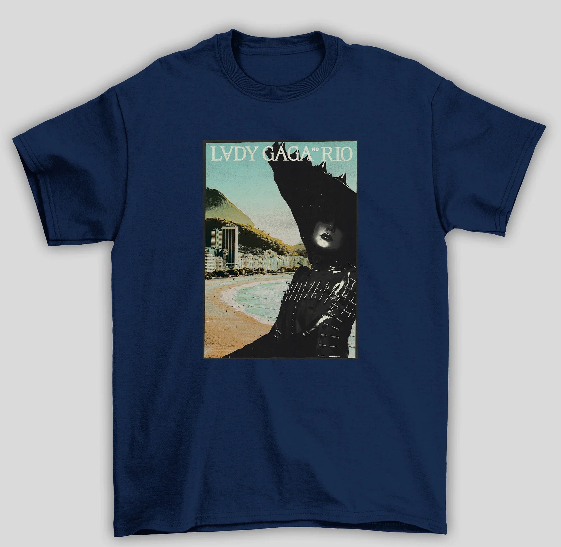 Camiseta Básica Lady Gaga No Rio Poster- azul-marinho