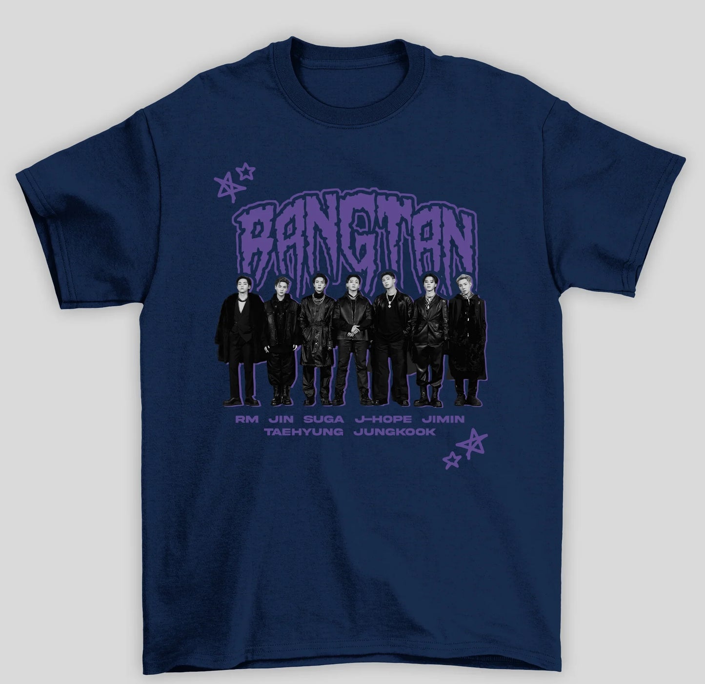 Camiseta Básica BTS Bangtan Integrantes Kpop-AZUL MARINHO