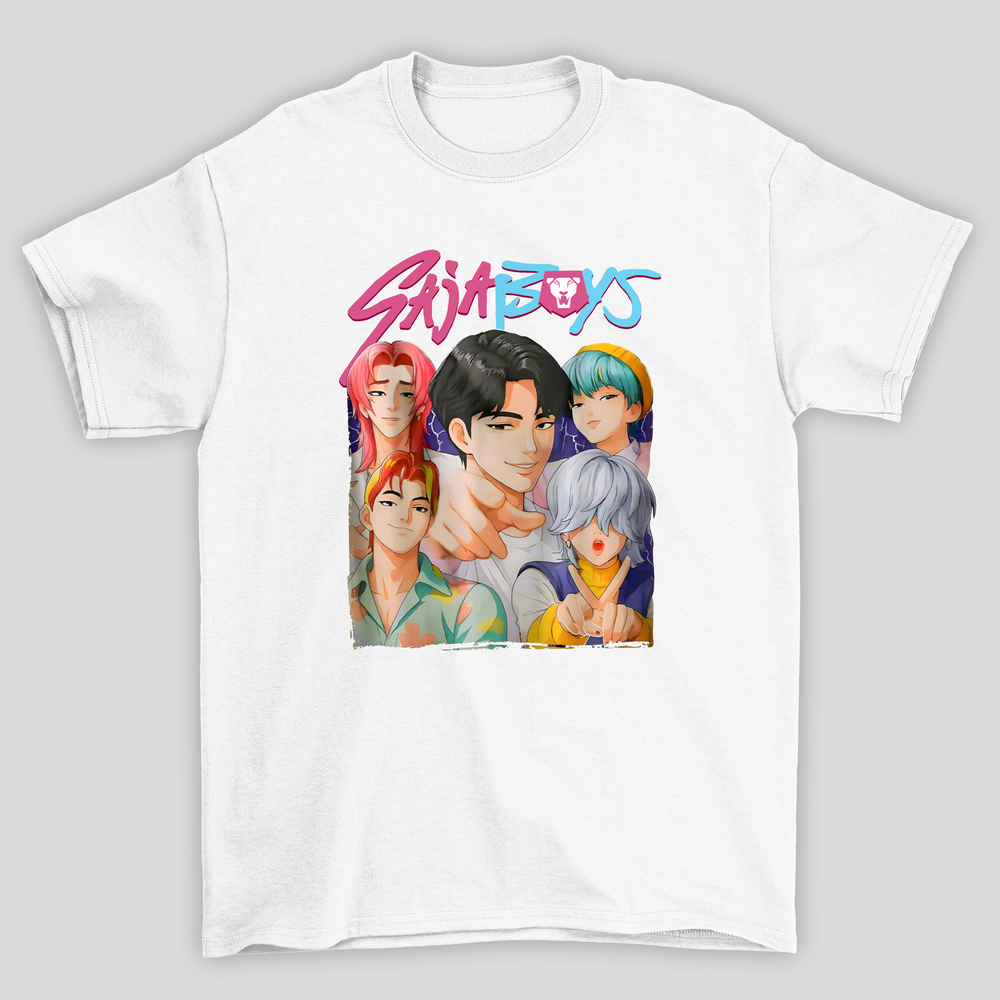 Camiseta Básica Kpop Demon Hunters Saja Boys Collage