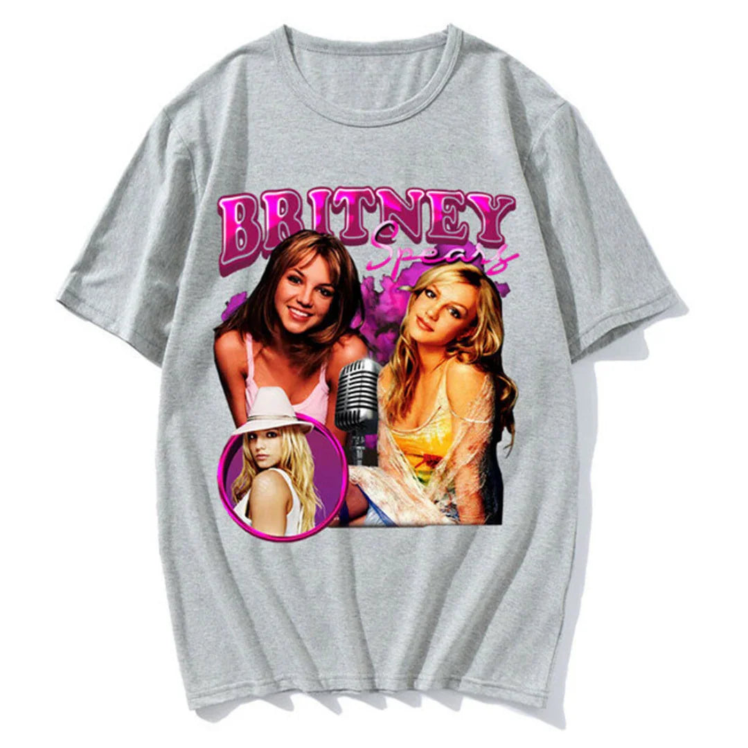 Camiseta Básica Britney Spears Singer - Cinza