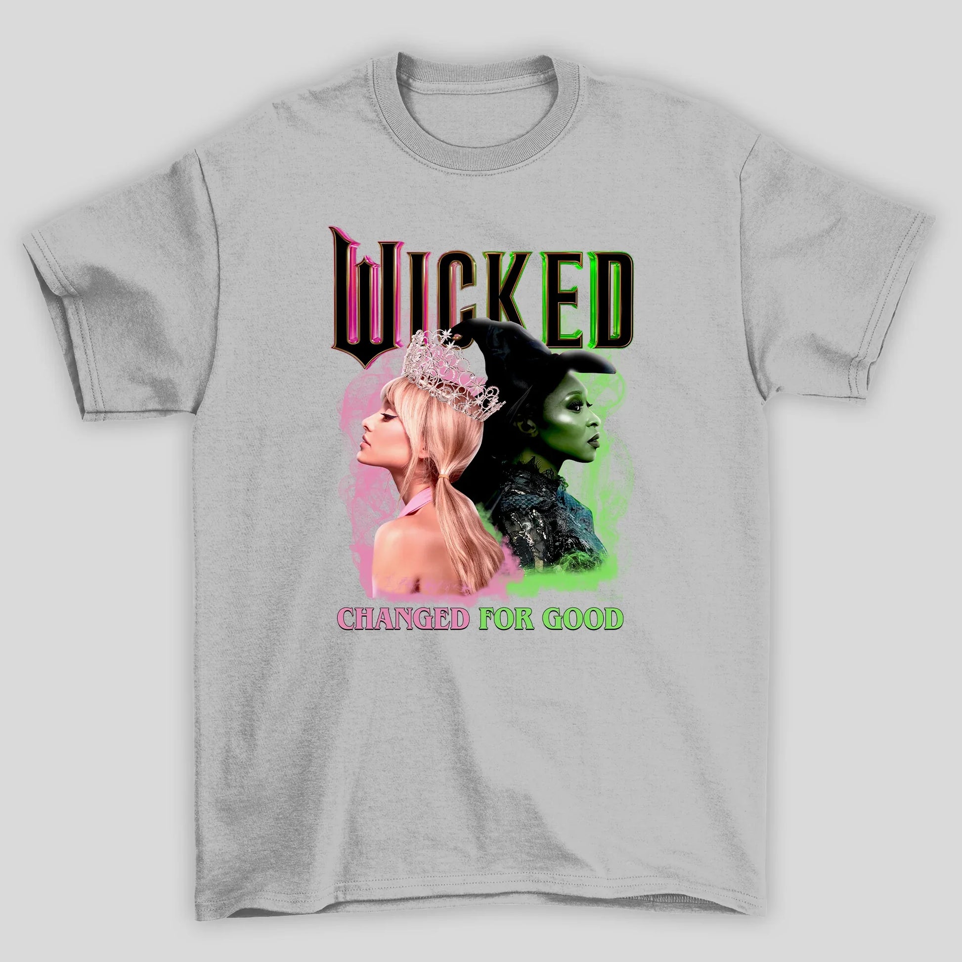 Camiseta Básica Ariana Grande Wicked Changed For Good- cinza