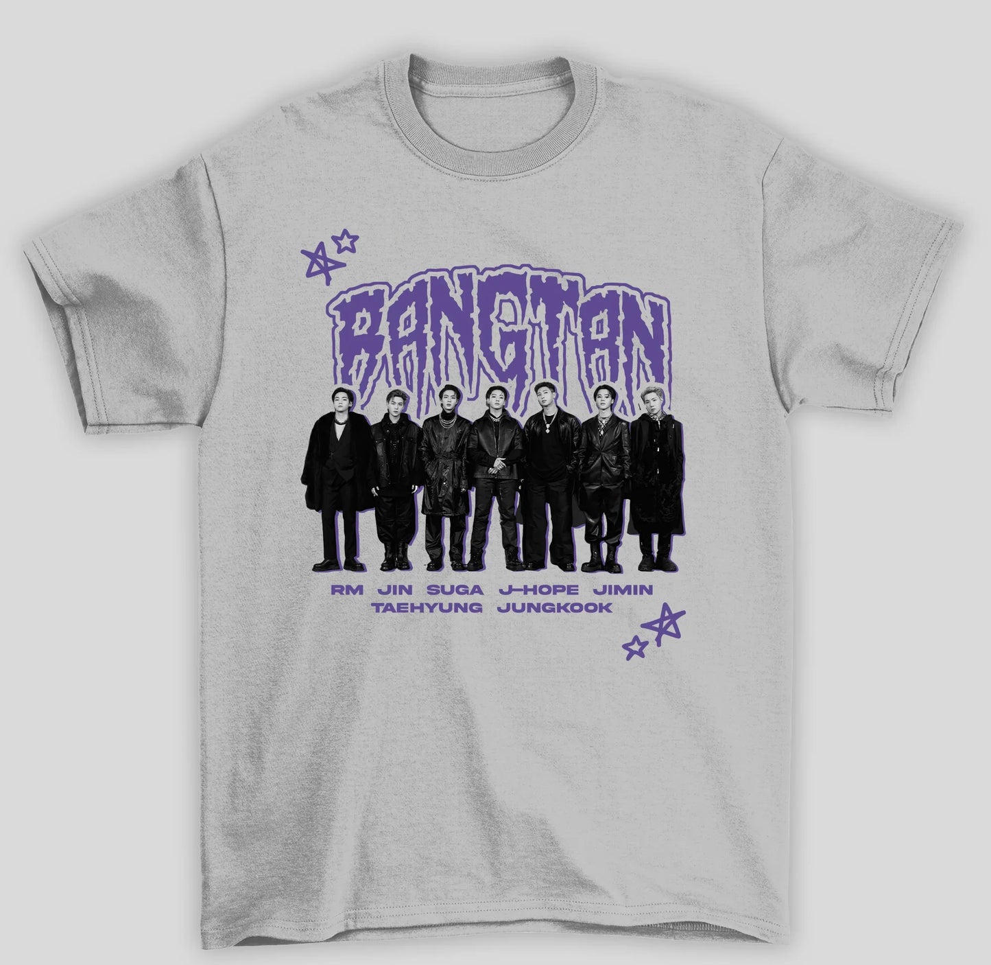 Camiseta Básica BTS Bangtan Integrantes Kpop-CINZA