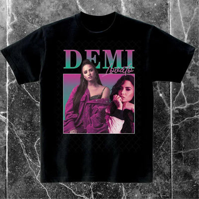 Camiseta Básica Demi Lovato Casual Preto