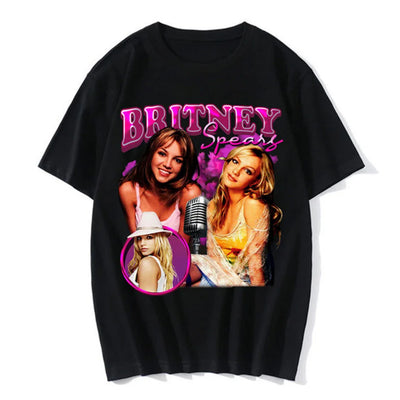 Camiseta Básica Britney Spears Singer - Preto