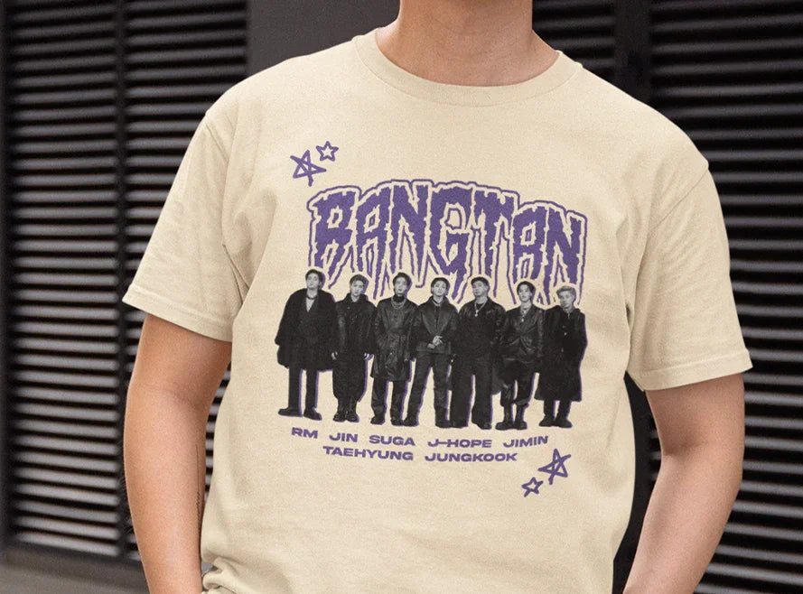 Camiseta Básica BTS Bangtan Integrantes Kpop-PEROLA