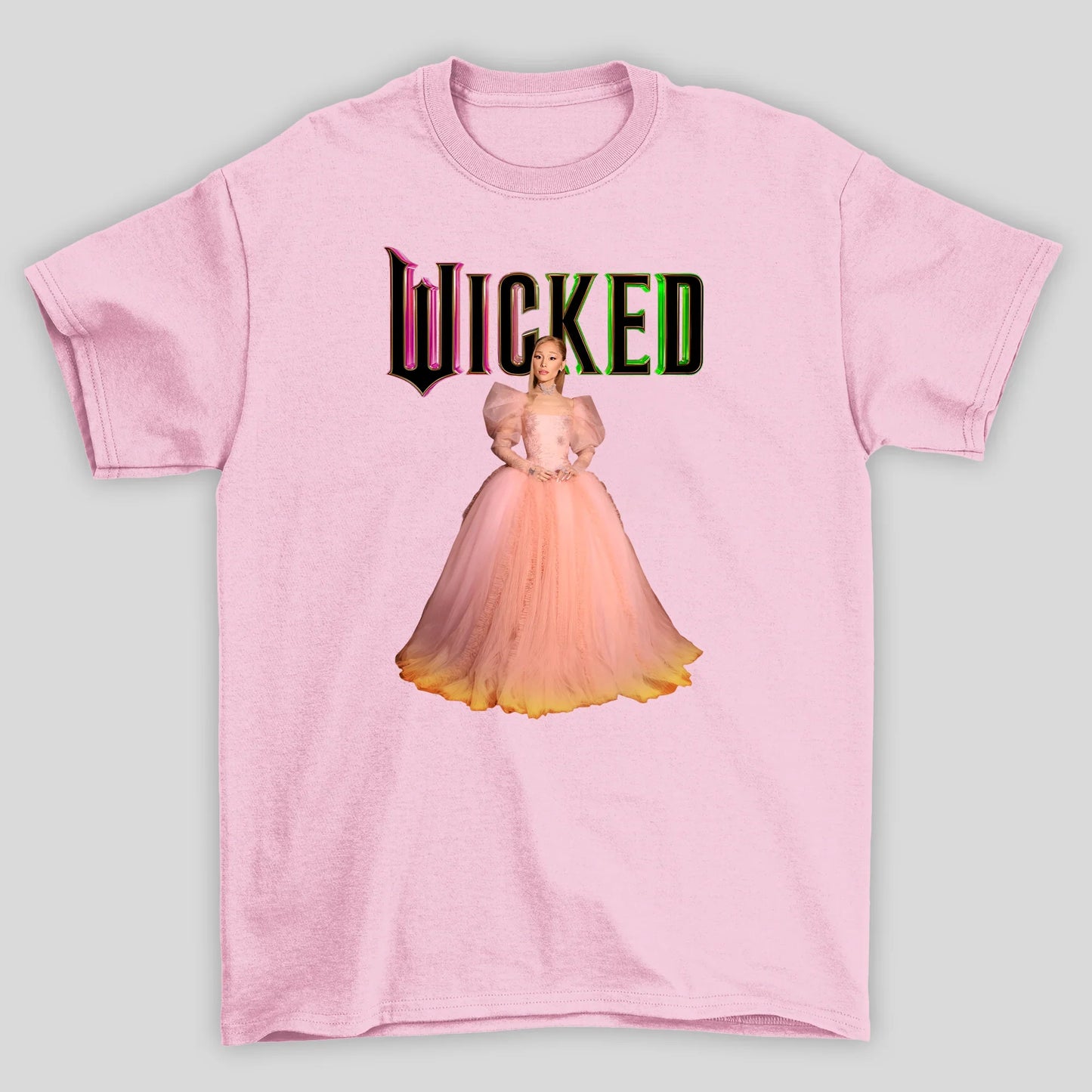 Camiseta Básica Ariana Grande Wicked- rosa bebe