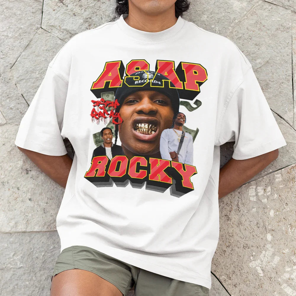 Camiseta Oversized Asap Rocky Merch- BRANCO ( FRENTE )