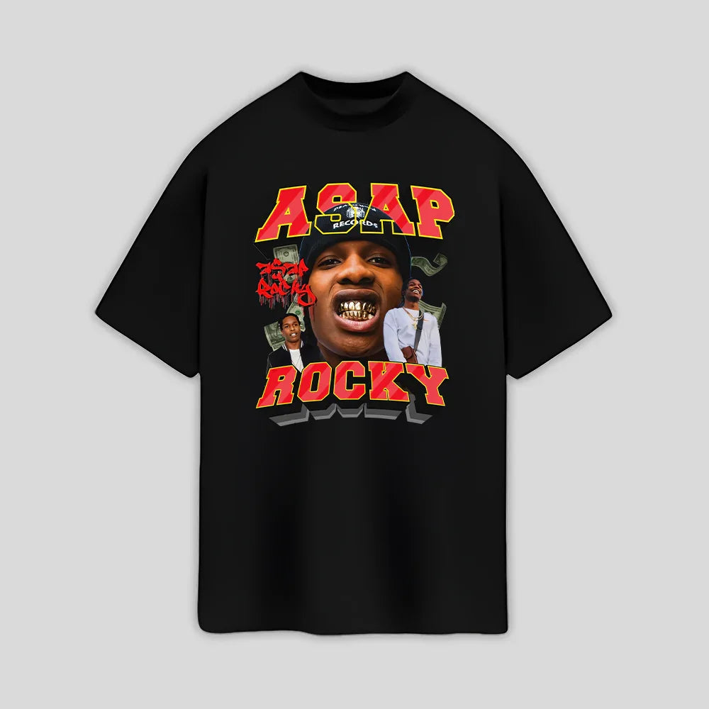 Camiseta Oversized Asap Rocky Merch- PRETO ( FRENTE )