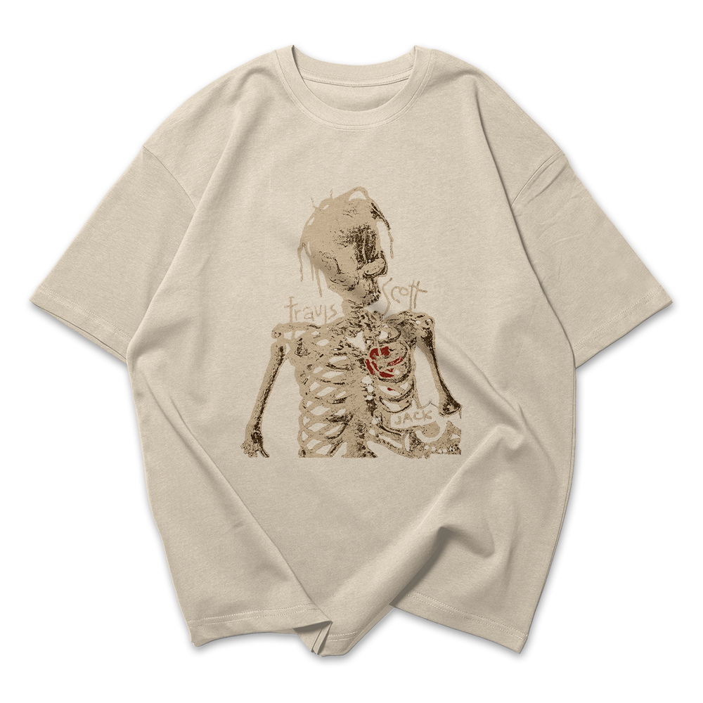Camiseta Oversized Travis Scott Esqueleto Jack
