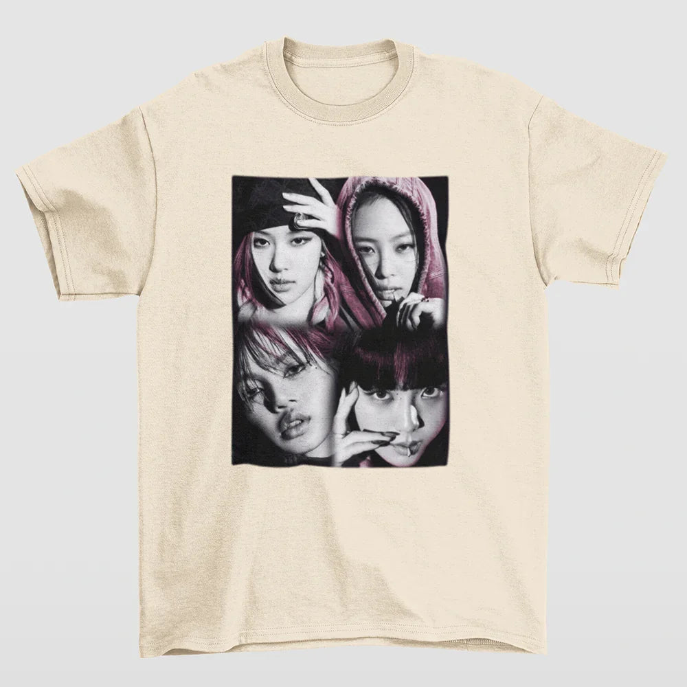 Camiseta Básica P&B Vintage Blackpink-PEROLA