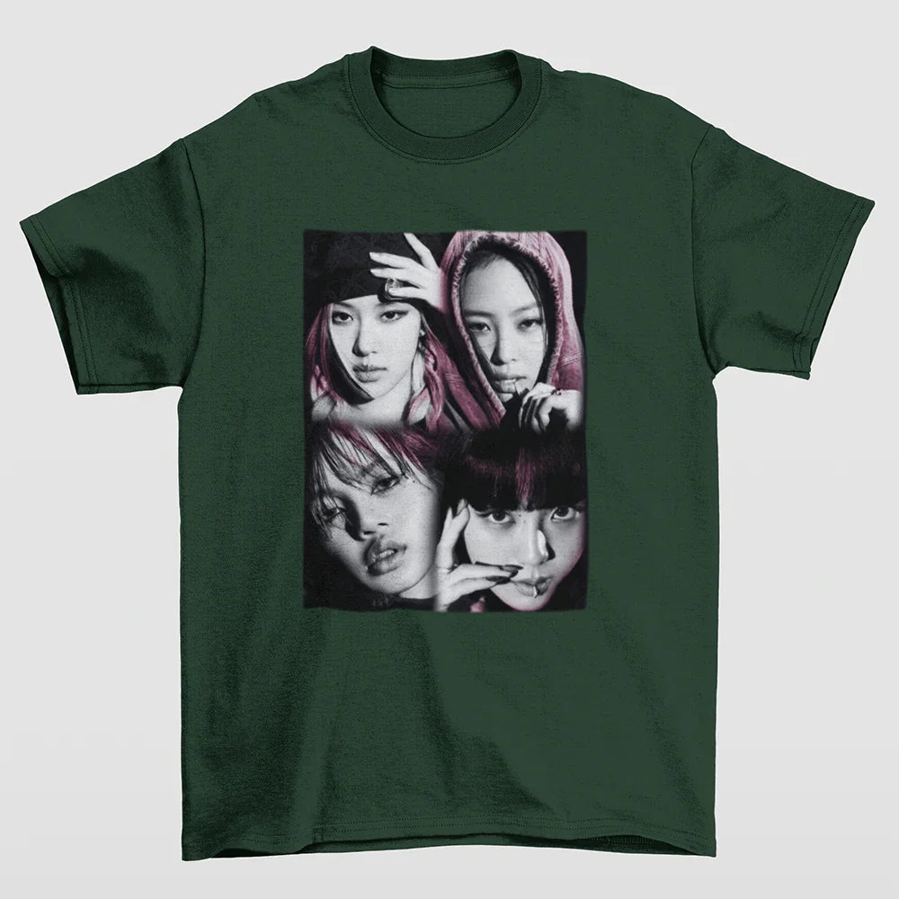 Camiseta Básica P&B Vintage Blackpink-VERDE