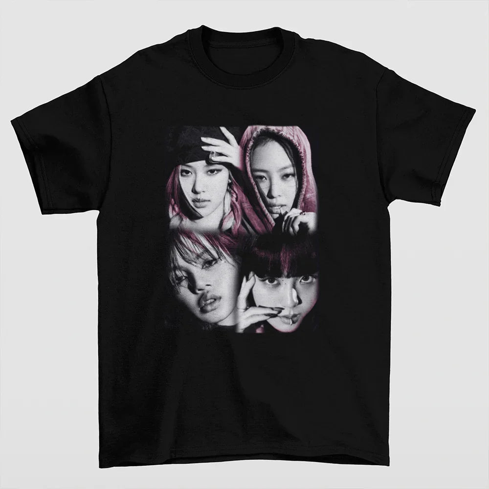 Camiseta Básica P&B Vintage Blackpink-PRETO