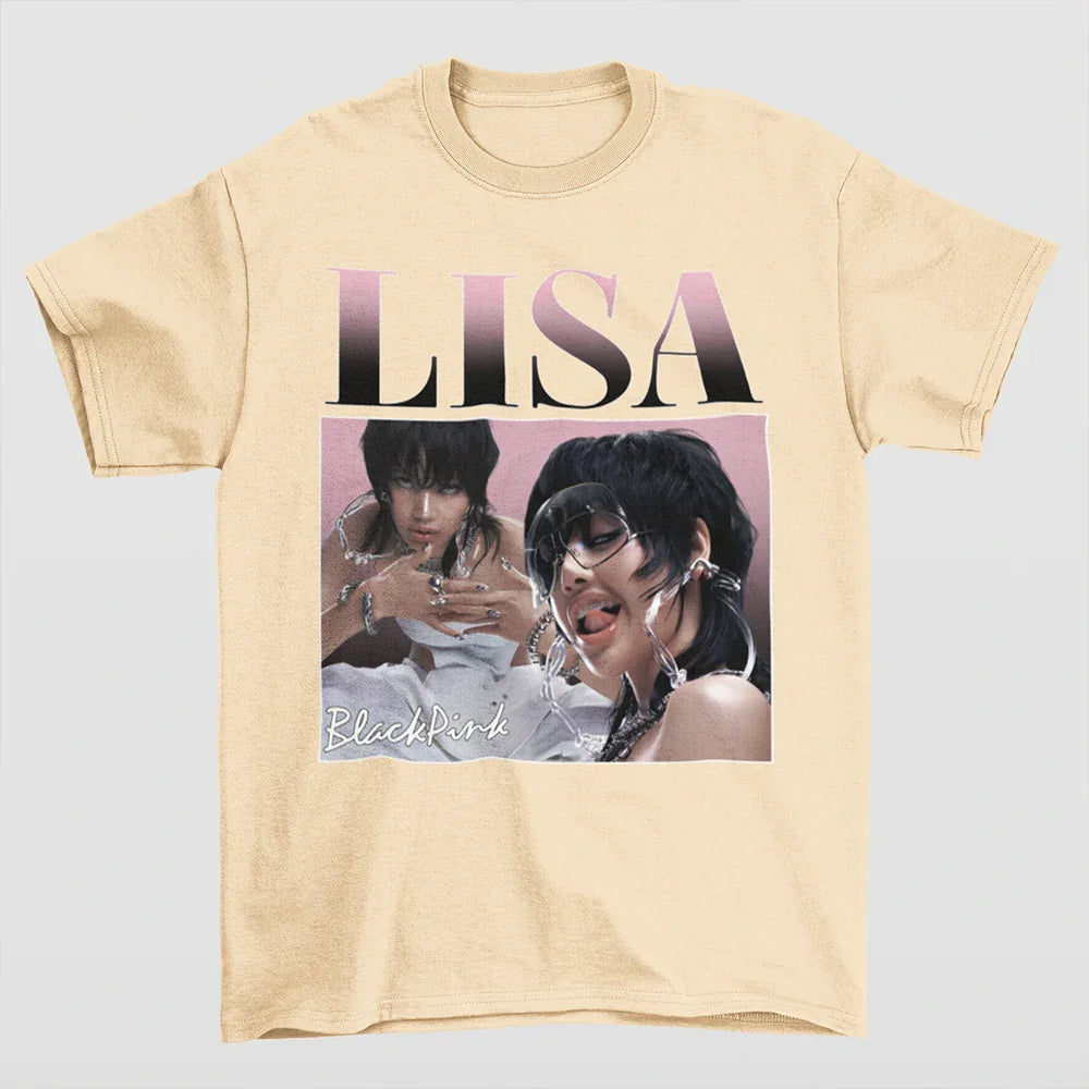 Camiseta Básica Lisa Graphic Retro Blackpink - pérola