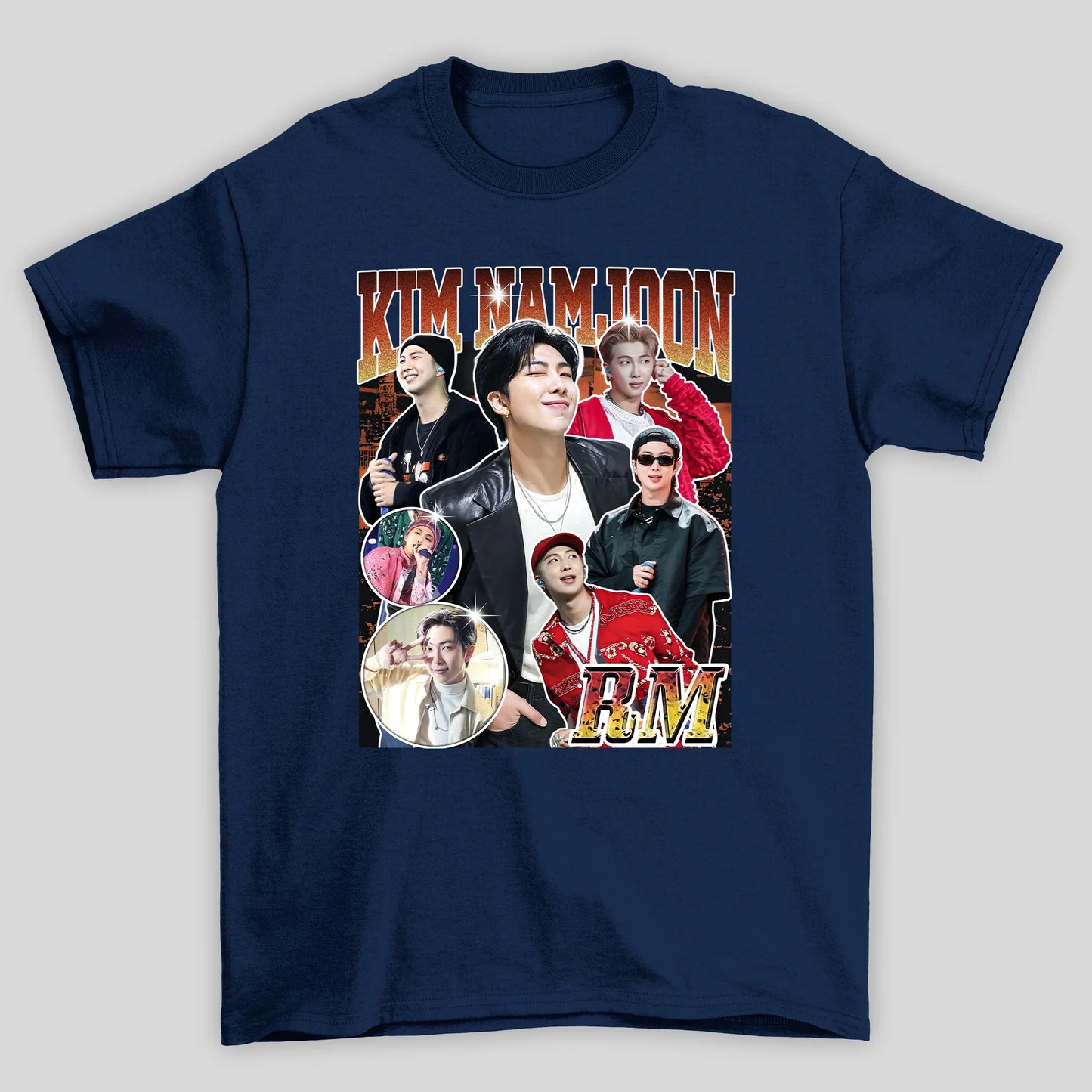 Camiseta Básica BTS Kim Namjoon Graphic- azul-marinho
