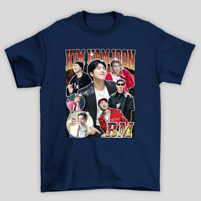 Camiseta Básica BTS Kim Namjoon Graphic- azul-marinho