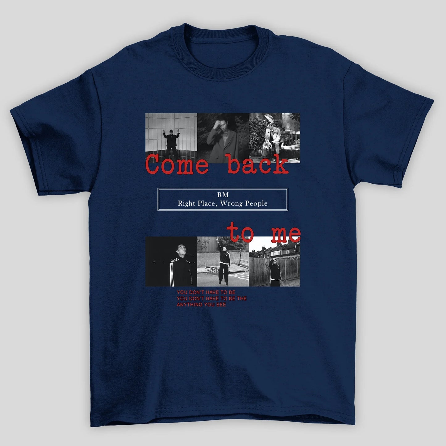 Camiseta Básica BTS RM Collab Music- azul-marinho