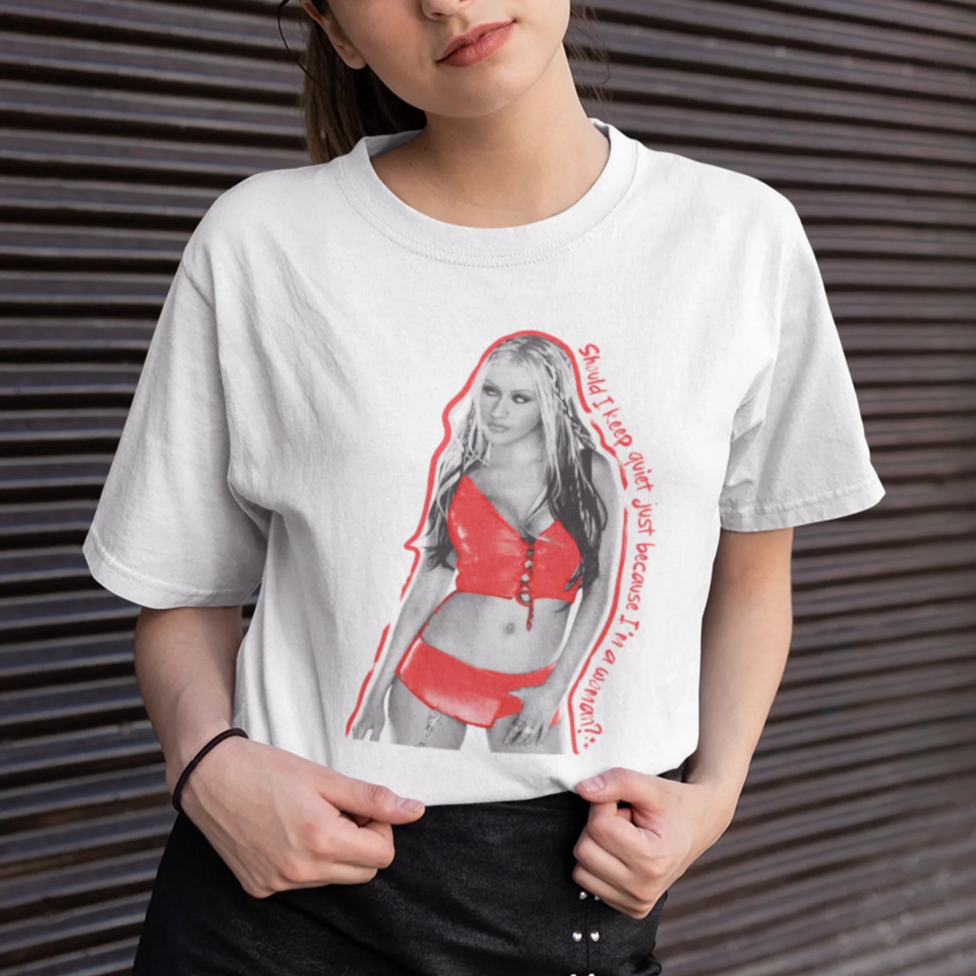 Camiseta Básica Christina Aguilera I Keep Quiet- BRANCO