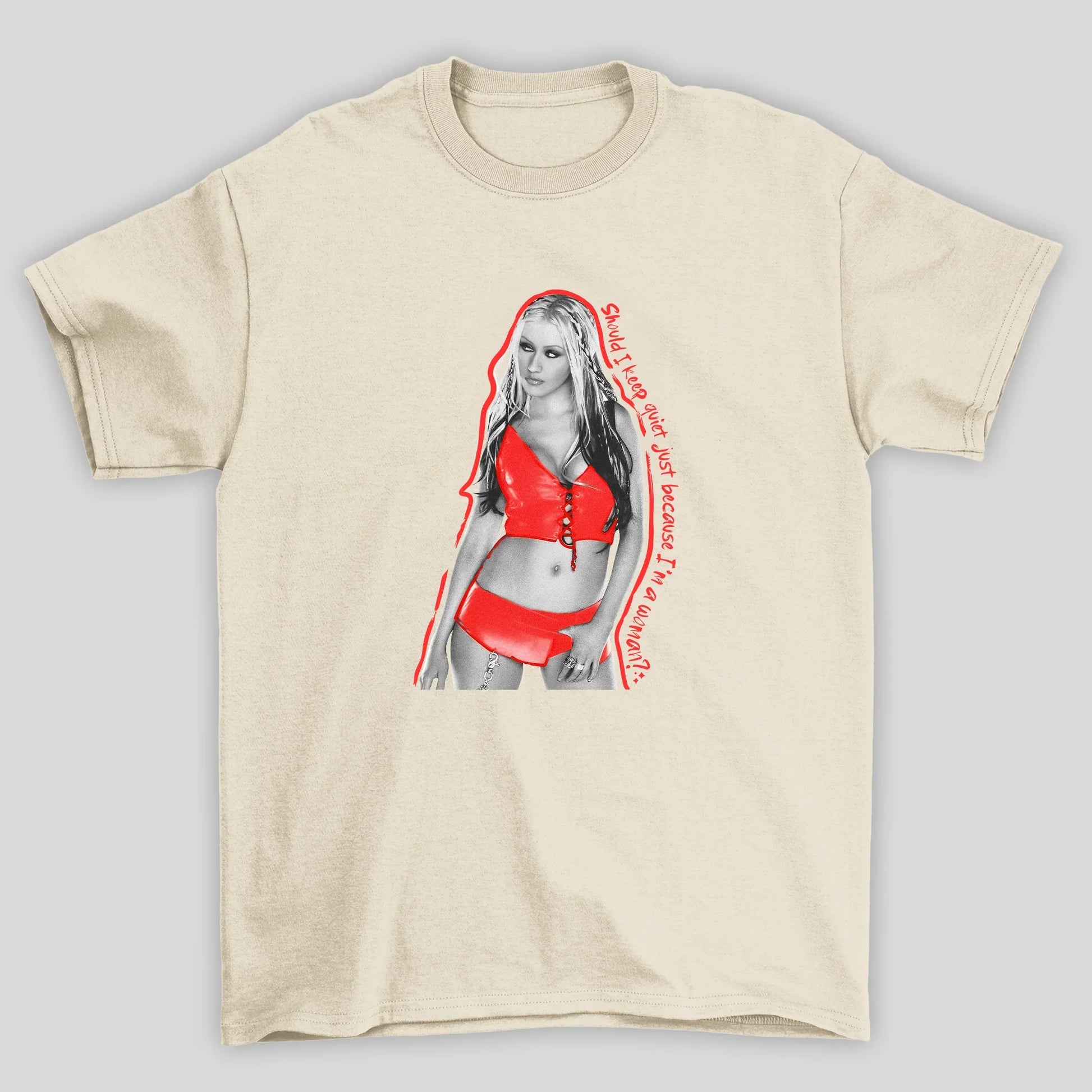 Camiseta Básica Christina Aguilera I Keep Quiet- pérola