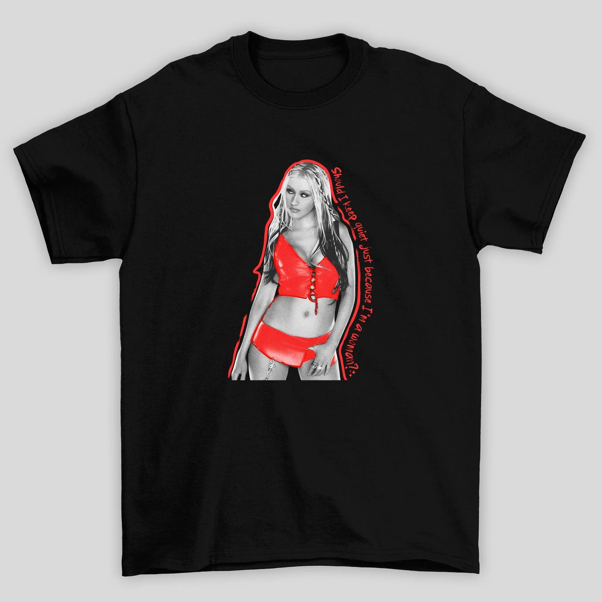 Camiseta Básica Christina Aguilera I Keep Quiet- preto