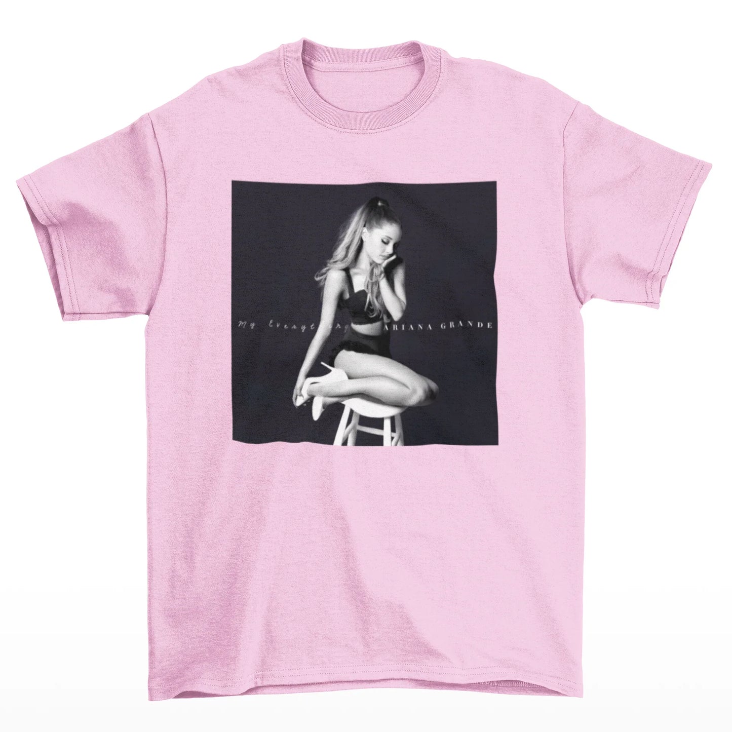 Camiseta Básica Ariana Grande My Everything - Rosa Bebê