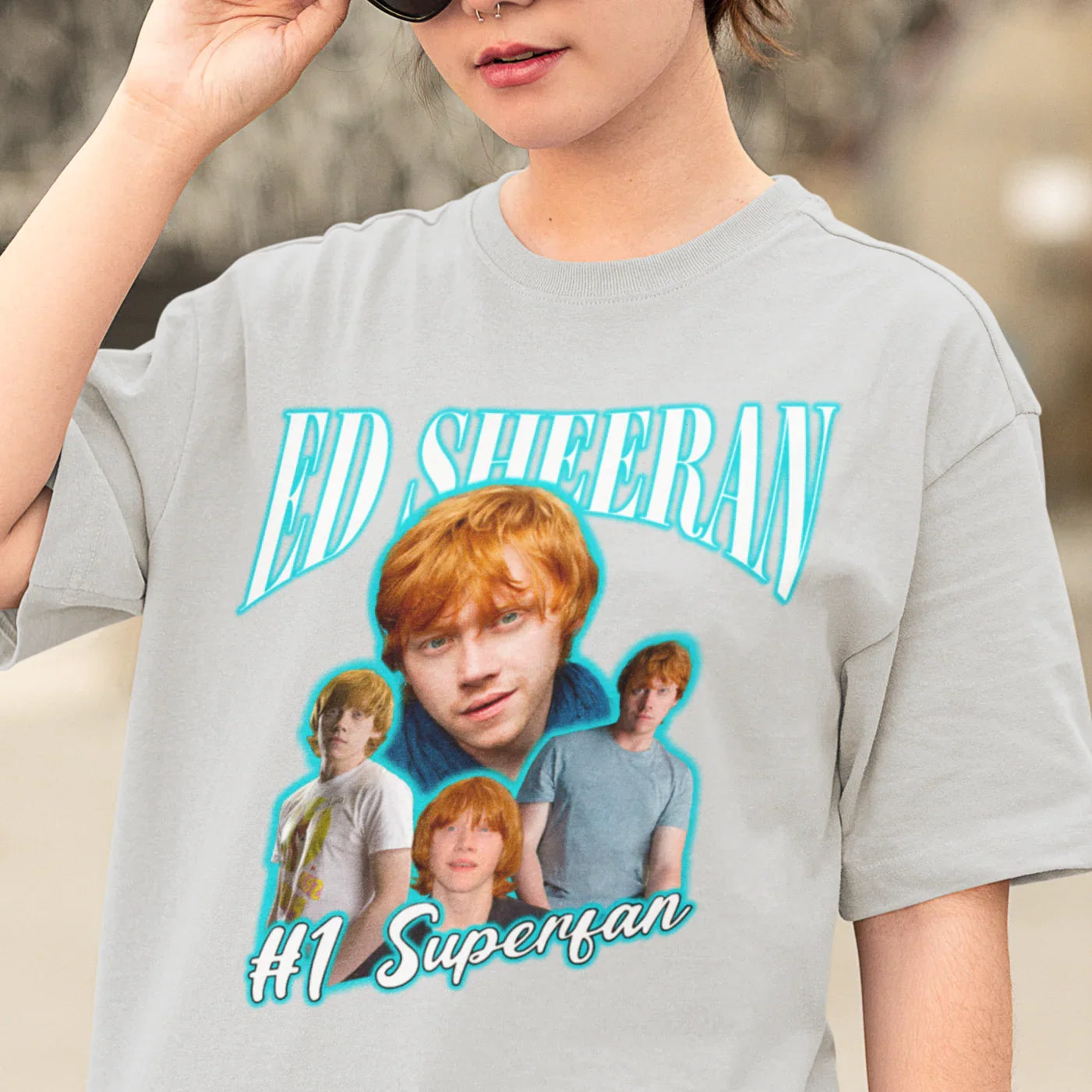 Camiseta Básica Ed Sheeran #1 Superfan Cinza