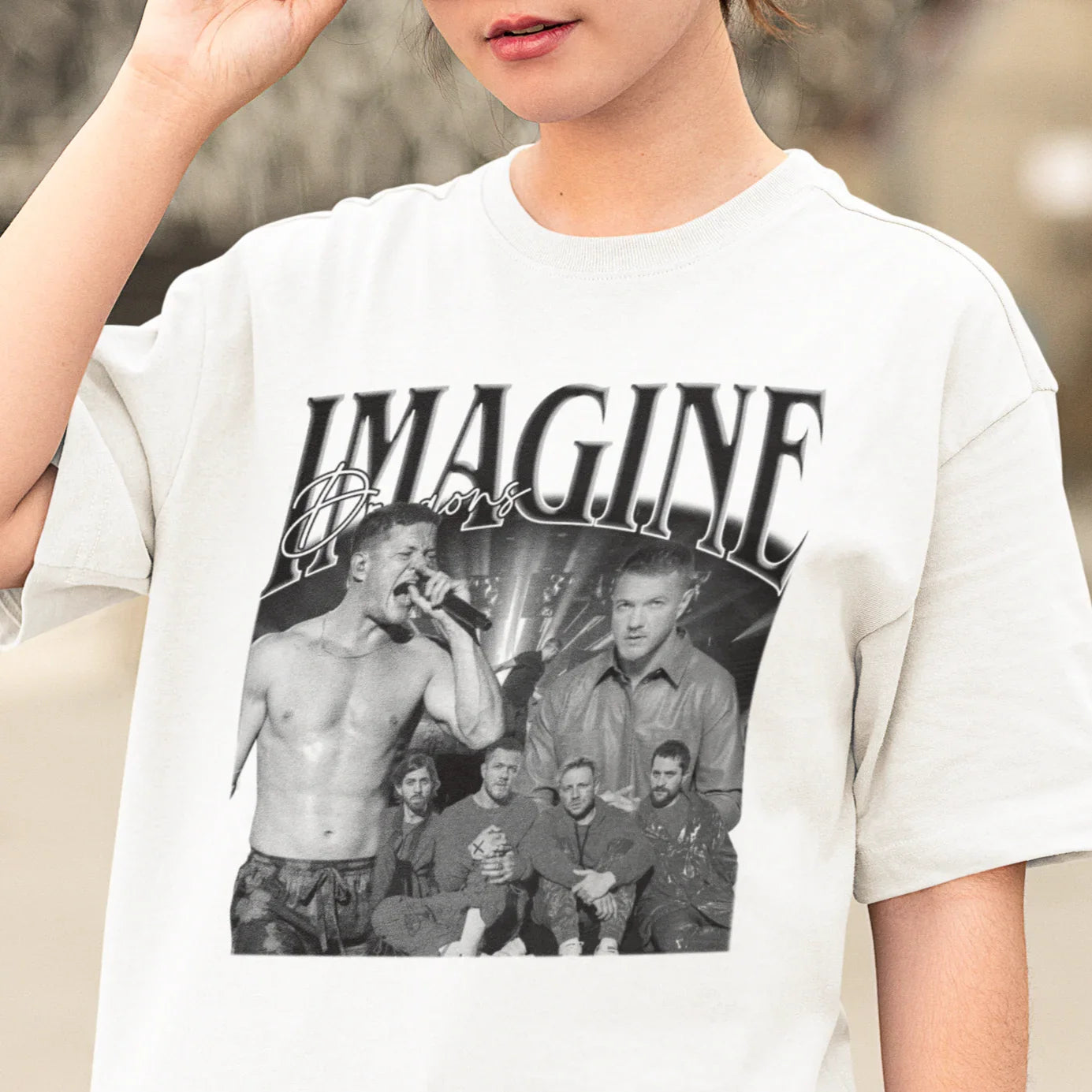 Camiseta Básica Imagine Dragons Aesthetic-BRANCO