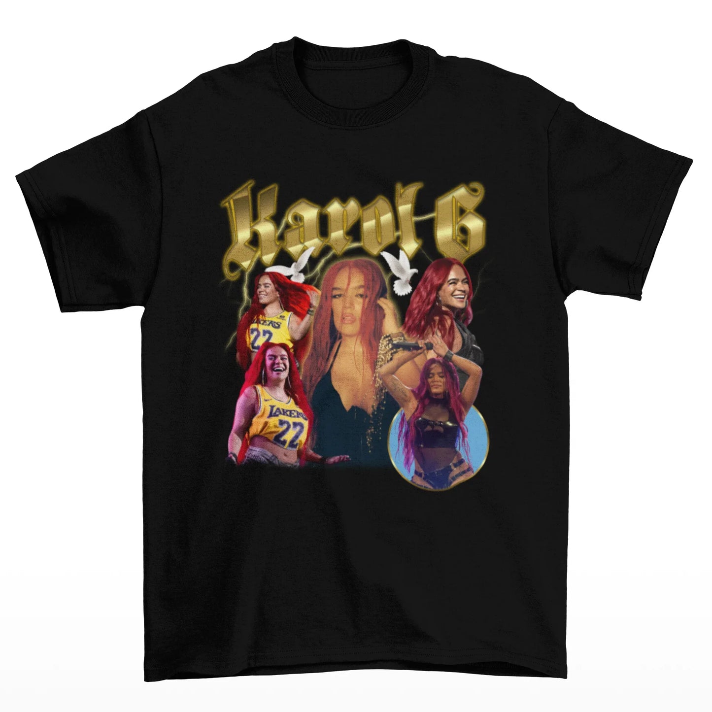 Camiseta Básica Karol G Photos Preto