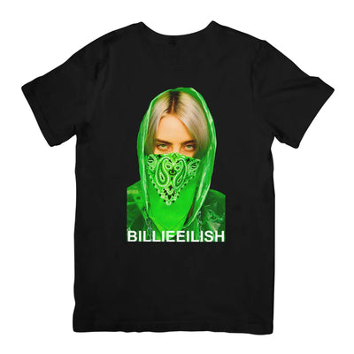 Camiseta Básica Billie Eilish Face Mask - Preto