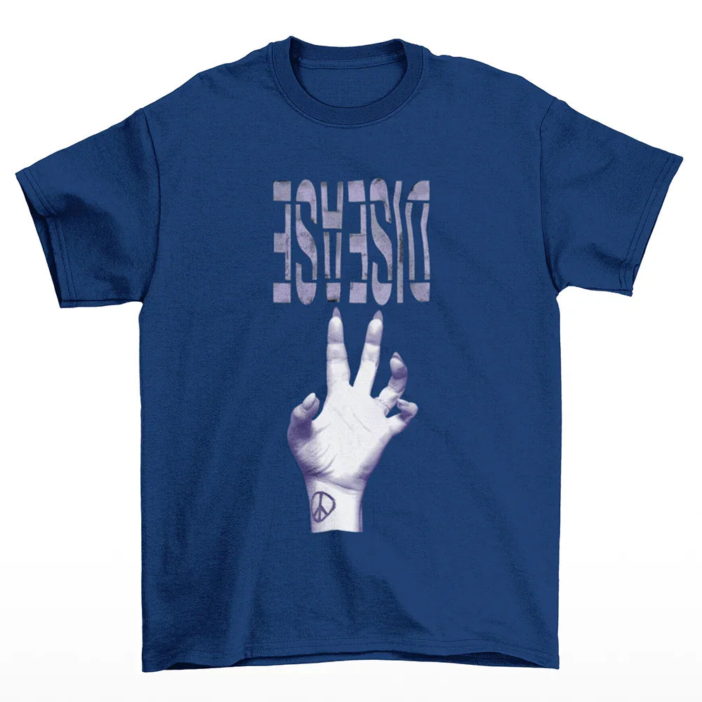 Camiseta Básica Lady Gaga Disead Music Azul Marinho