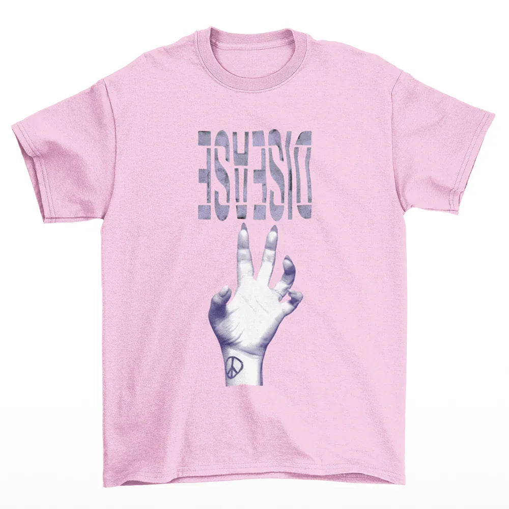 Camiseta Básica Lady Gaga Disead Music Rosa Bebê