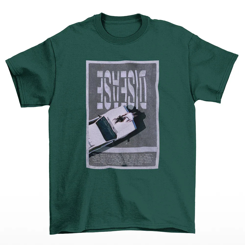 Camiseta Básica Lady Gaga Disease Poster Verde