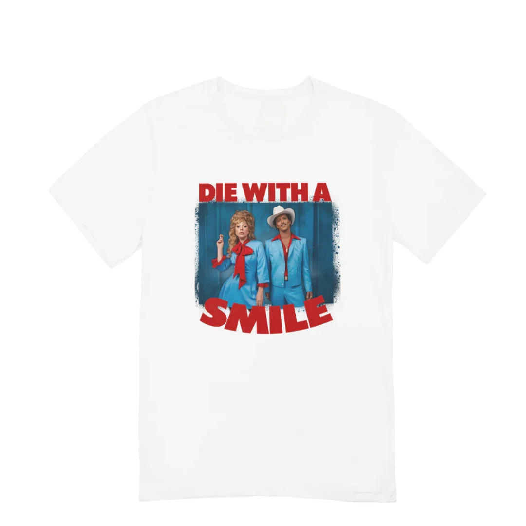 Camiseta Básica Lady Gaga Feat Bruno Mars Die With A Smile Branco