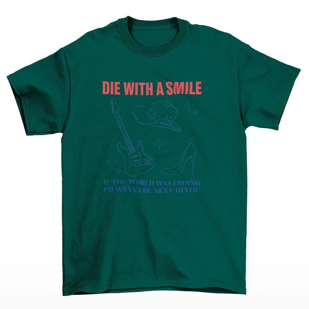 Camiseta Básica Lady Gaga Feat Bruno Mars I'd Wanna Be Next To You Verde