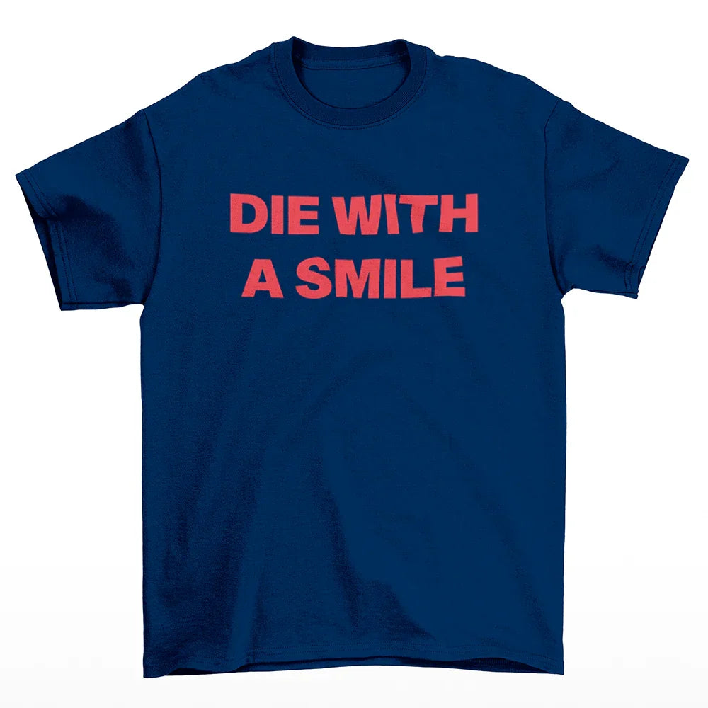 Camiseta Básica Lady Gaga Feat Bruno Mars Letter Azul Marinho