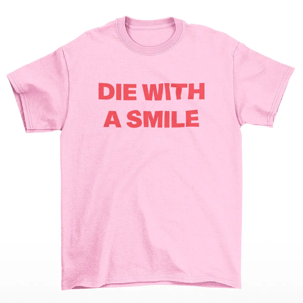 Camiseta Básica Lady Gaga Feat Bruno Mars Letter Rosa Bebê