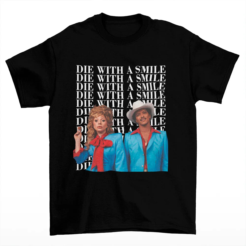 Camiseta Básica Lady Gaga Feat Bruno Mars New Song Preto