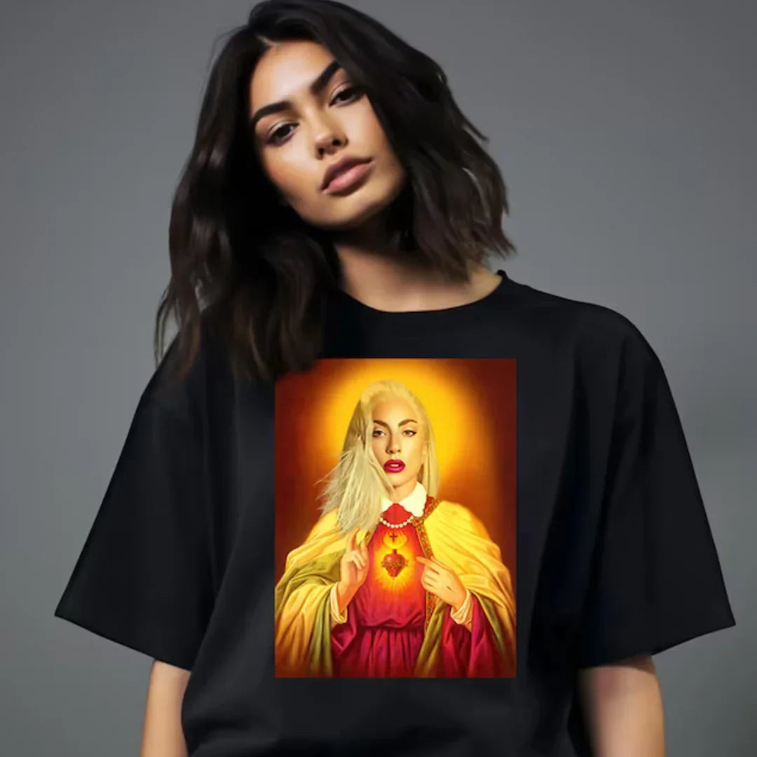 Camiseta Básica Lady Gaga Funny Meme - Preto