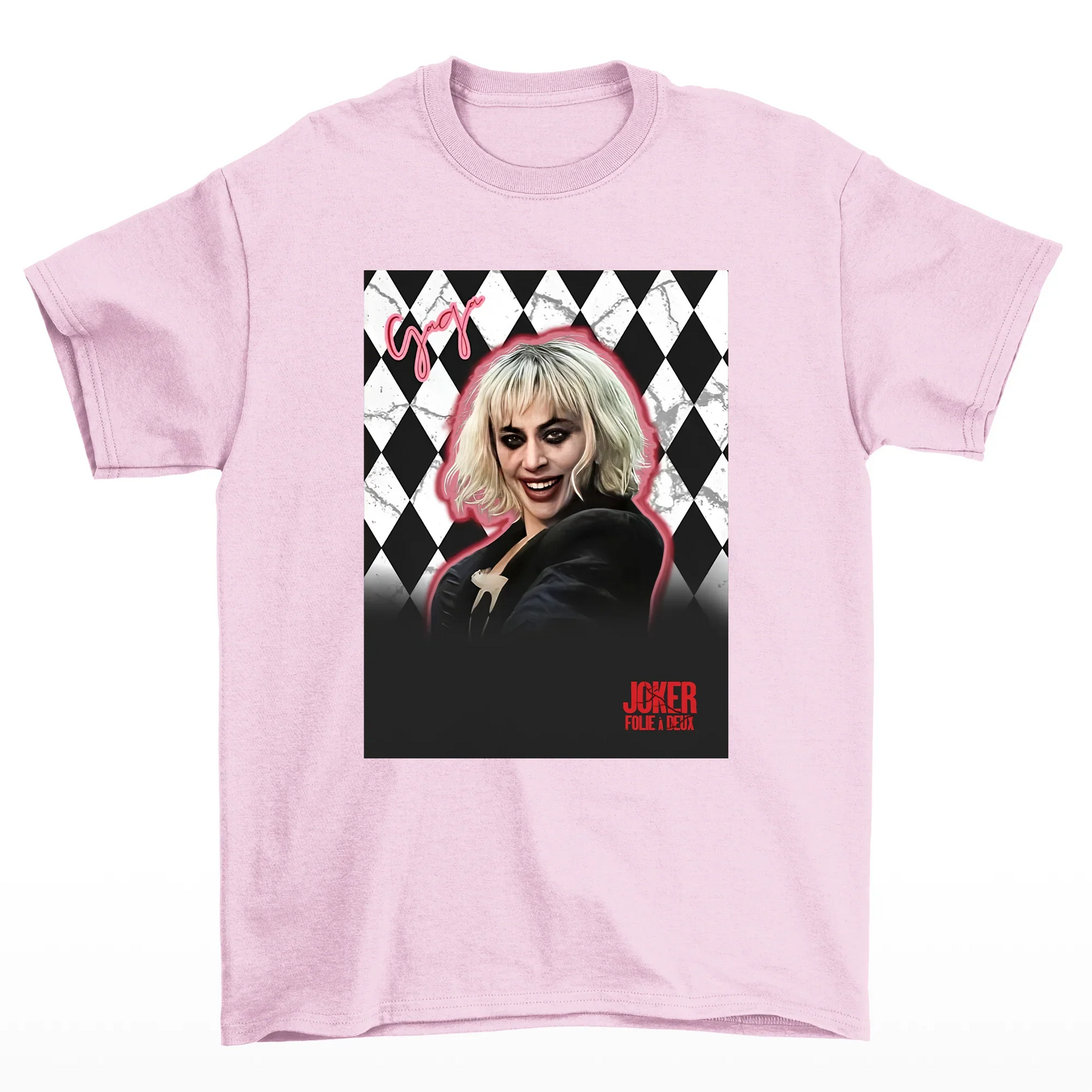 Camiseta Básica Lady Gaga Joker rosa Bebê