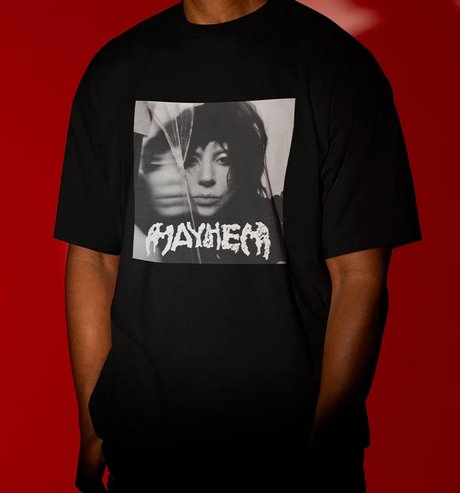 Camiseta Básica Lady Gaga Mayhem Album Cover- preto