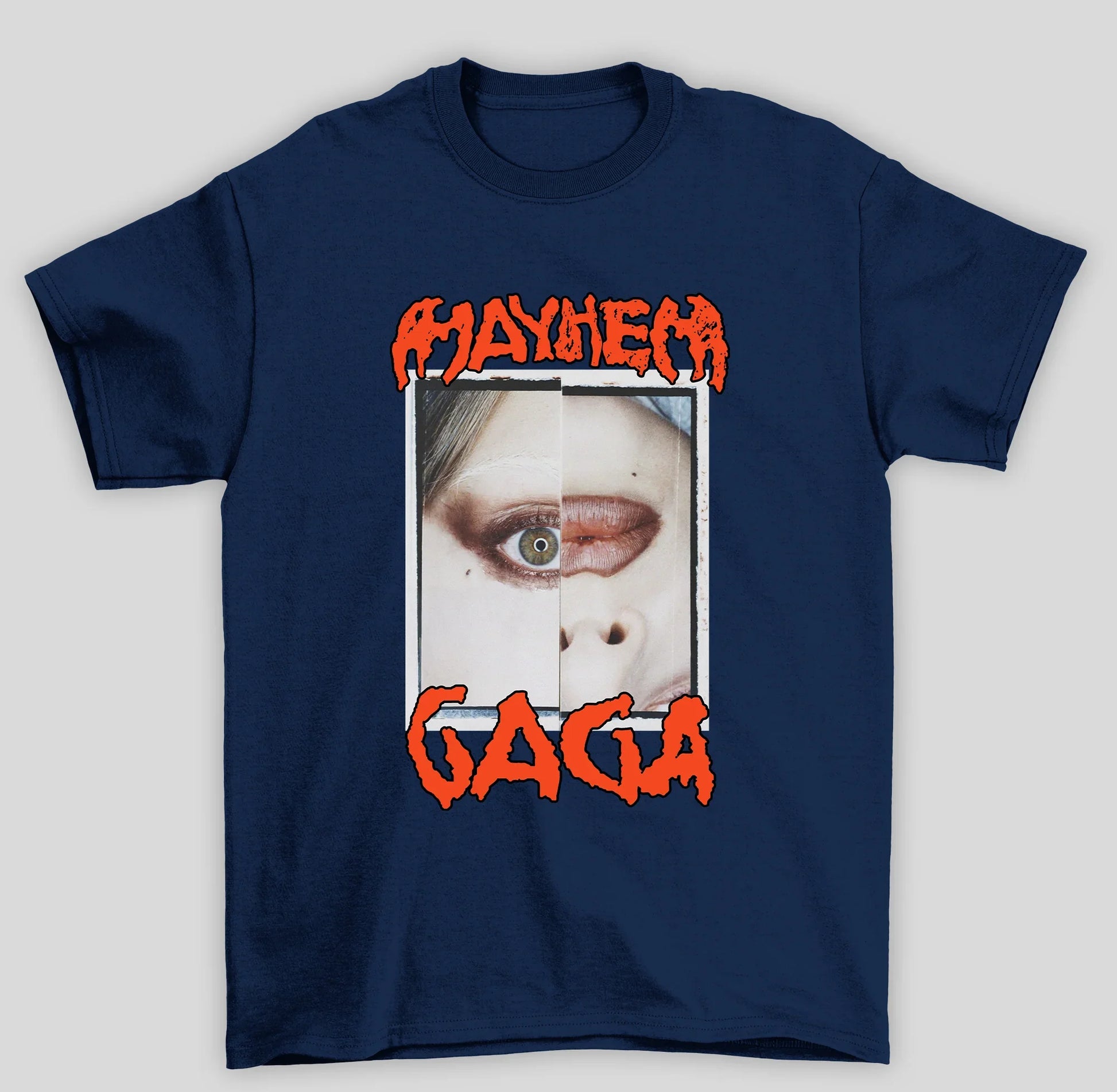 Camiseta Básica Lady Gaga Mayhem Eye- azul-marinho