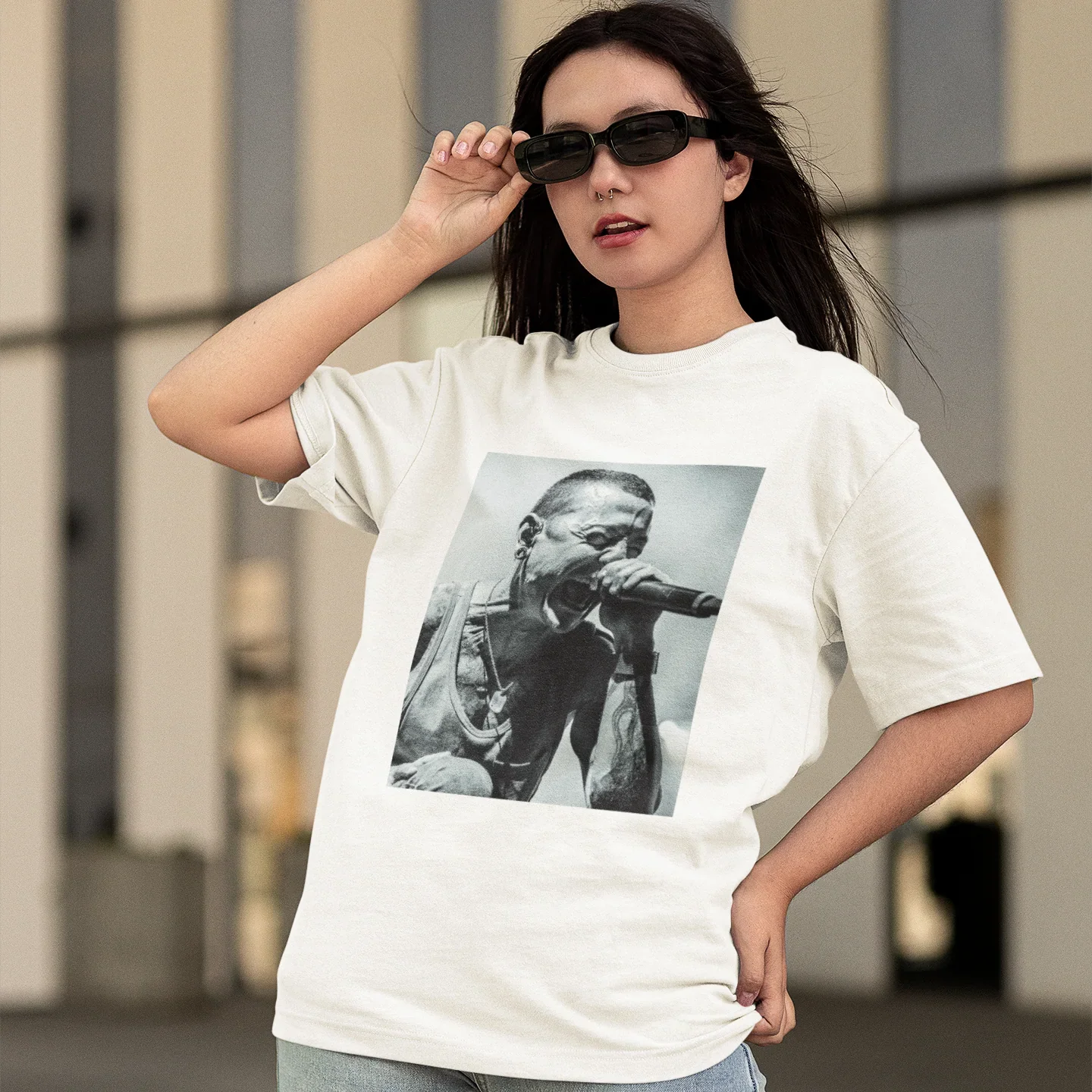 Camiseta Básica Linkin Park Chester - branco